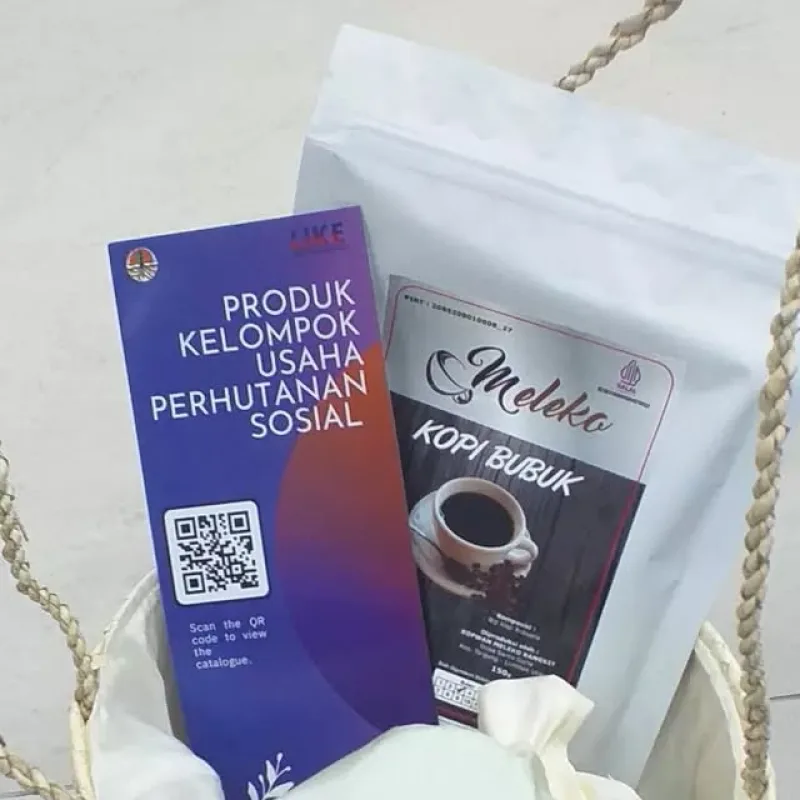 Kopi bubuk Meleko dan katalog produk perhutanan sosial